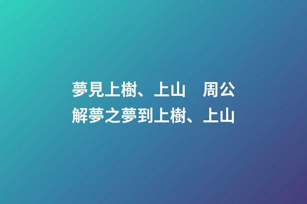夢見上樹、上山　周公解夢之夢到上樹、上山